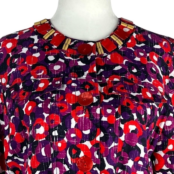 RUBY RD. PETITE BUTTON COLORFUL FLORAL WOMEN'S BLAZER/JACKET - Picture 2 of 12